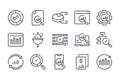 Data analysis and Research related line icon set.